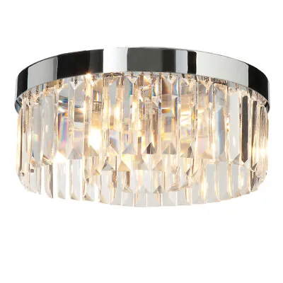 £130.99 • Buy SAXBY Crystal Bathroom Decorative Flush Ceiling Light Glass Droplets IP44 35612 