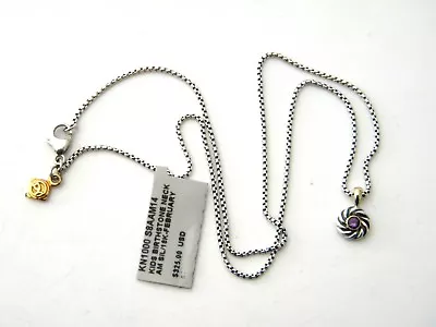 David Yurman Kids 14inch February Birthstone Necklace Amethyst Silver/Gold NWT • $295