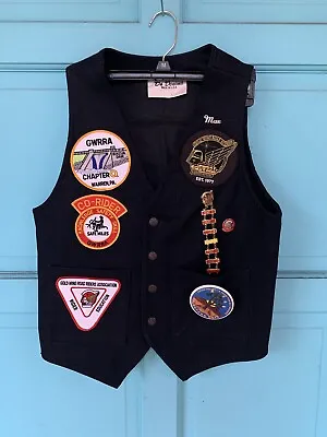 Honda Gold Wing Road Riders Mens Patches And Pins Biker Black Vest Size S/M • $27.99