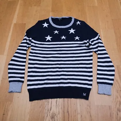 Crew Clothing Nautical Crew Neck Jumper UK 12 14 Sweater Striped Stars Knit • £10.49