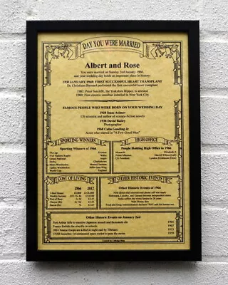 £10.99 • Buy  10th 20th 30th 40th 50th 60th 70th Wedding Anniversary Present,Framed Gift Blck