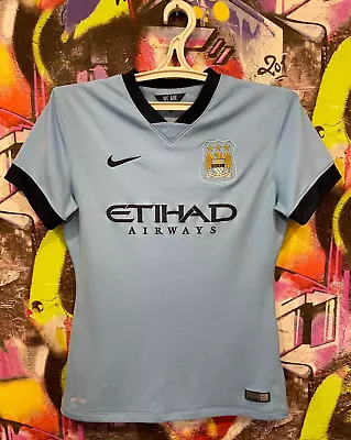 Manchester City 2014 2015 Home Football Shirt Soccer Jersey Nike Womens Size M • $35.99