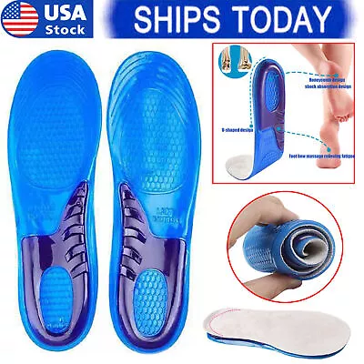 Man Women Silicone Gel Insoles Shock Insoles Orthopedic Massaging Shoe Inserts • $11.89