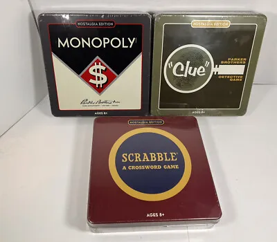 W.S. Game Company Boardgame Nostalgia Tin - Monopoly  Clue And Scrabble Sealed • $30