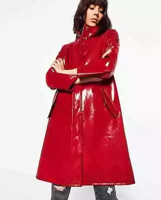 New Women Outwear Collection Red PVC Patent PVC Raincoat Vinyl Eco Coat Patent • $82.49