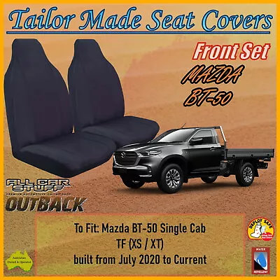 Black Canvas Seat Covers For Mazda BT-50 (BT50) TF Single Cab: 07/2020 - Current • $123.74