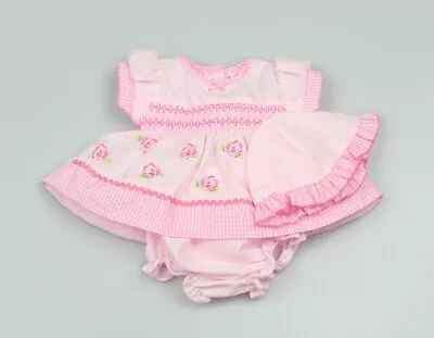 Premature Baby Girl Dress Hat & Pants Set Clothes Gingham Roses Pink 3-10lb-NB • £12.99