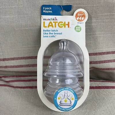 Munchkin LATCH Stage 3 Bottle Nipples 2 Pack - New Sealed • $28.88
