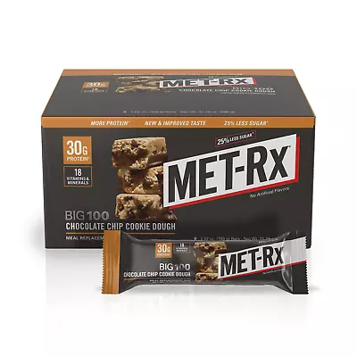 Big 100 High Protein Meal Replacement Bar Chocolate Chip Cookie Dough 9 Count • $25.37