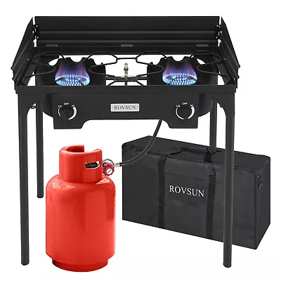 2 Burner 150000 BTU Outdoor Camping Stove With Windscreen Propane Gas Cooker • $99.99