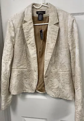 Vintage George Designs By Mark Eisen Womens Blazer Size 12 White Gold Floral • $14.99