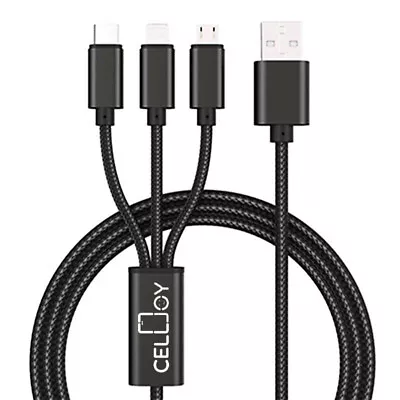 3 In 1 Universal Multi USB Charging Cable Long Fast Charger Lead Samsung IPhone • £3.39