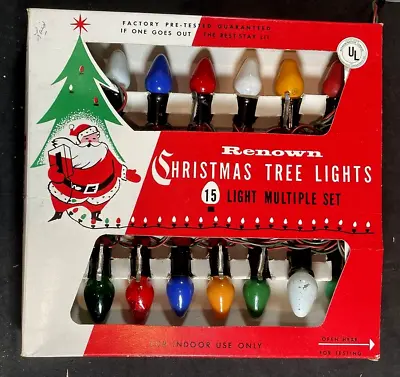 $14.40 • Buy Vintage Renown Christmas Tree Light Set 15 Bulb String, 222-15,