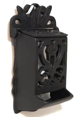 Solid Black Cast Iron Business Card Match Box Wall Mount Holder Dispenser Lid • $11.99