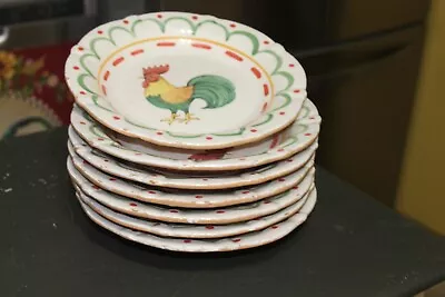 Horchow Made In Italy Soup Bowl With Platter Rooster Beautiful Bright Colors NEW • $13