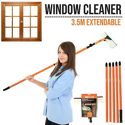 £15.49 • Buy Extra Long Window Cleaner Telescopic Glass Cleaning Kit With Squeegee Pole