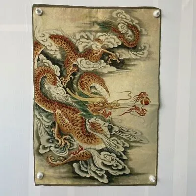 Exquisite Old Chinese Silk Embroidery Painting Tang Ka Mural  Dragon Painting • $15.95