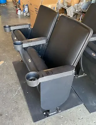 Lot Of 20 Used MOVIE THEATER SEATING Home Theater Seats Chairs Black Leather Et • $4499
