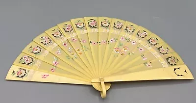 Antique Pierced Celluloid Hand Painted Hand Fan • $24.99