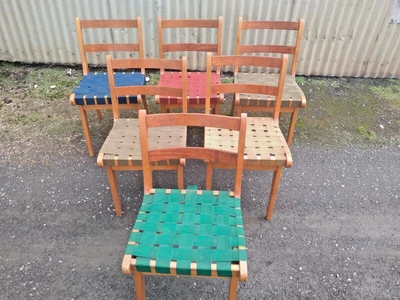 $285 • Buy Set Of 6 Snelling Style Dining Chairs Webbed Chairs  Featherston Vintage Retro