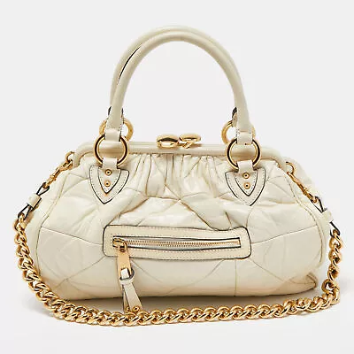 Marc Jacobs Cream Quilted Leather Stam Satchel • $252