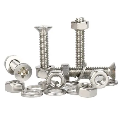 £20.99 • Buy M1.6 M2 M2.5 M3 Pozi Countersunk Machine Screws Hex Nuts Washers Stainless Steel