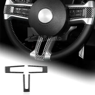 Black Steering Wheel Sticker Trim Carbon Fiber For Ford Mustang 2010-2014 • $15.99