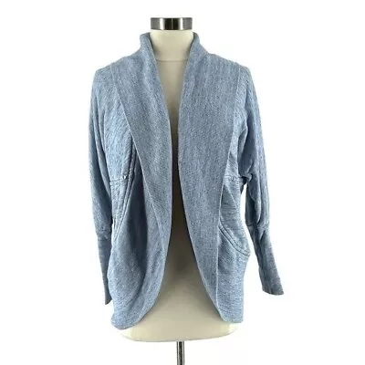 Aritzia Wilfred Diderot Sweater Open-Front Cocoon Circle Cardigan Blue Grey S • £18.99