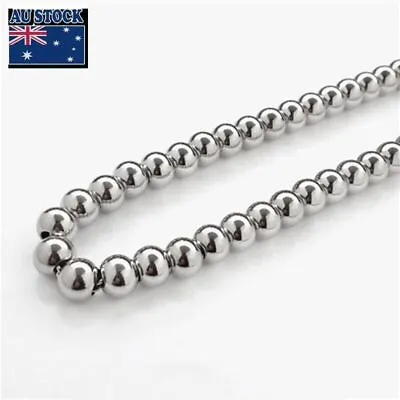 6/8/10mm Man Woman Real Stainless Steel Solid Heavy Bead Ball Chain Necklace • $26.37