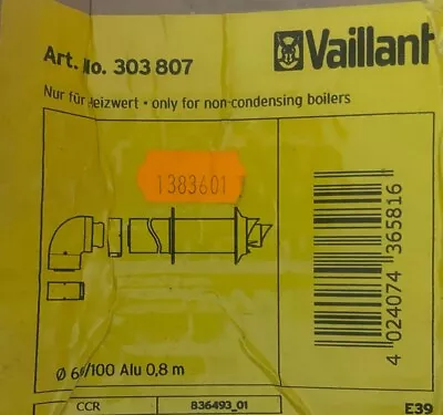 Vaillant Turbomax Flue Non Condensing 60/100 303807 • £39.99