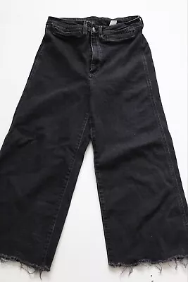 H&M Black Jeans Size 6 Wide Leg Jeans Womens Hipster Pants Cut Off Jeans • $8