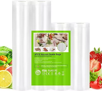 £12.99 • Buy 2/4 Rolls Textured Vacuum Sealer Bags Sous Vide Food Saver Storage Embossed Roll