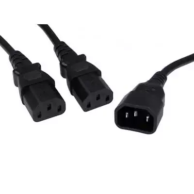 1.8m C14 To To 2 X C13 IEC Mains Power Y Splitter Cable Kettle Lead PC Monitor • £8.29