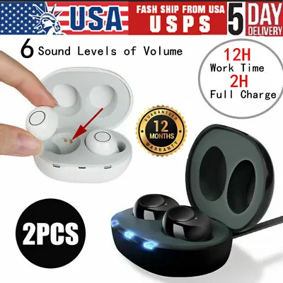 Pair Rechargeable Digital Invisible Hearing Aids Sound Voice Amplifier Mini ITE • $27.99