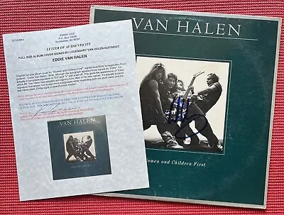 PERRY COX LOA Signed EDDIE VAN HALEN Auto  WOMEN AND CHILDREN FIRST  Album • $1495
