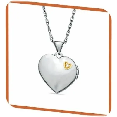 $59.99 • Buy Zales Diamond Heart Locket Pendant Necklace Two-Tone Sterling Silver W/Gift Box