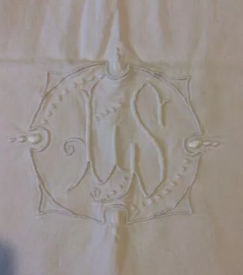 Vintage French Metis Monogrammed Small Double Sheet 192 Cms X 263 Cms • £12