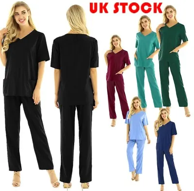 £6.99 • Buy UK Unisex Hospital Medical Doctor Nurse Scrubs Uniform Outfit Workwear Men Women