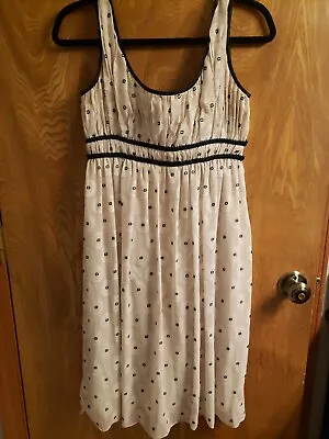 Adrianna Papell Women's Dress Cream Black Polka Dots Sz 4 Fit N Flare • $15