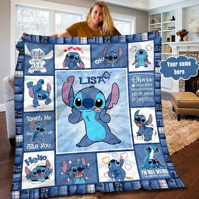 Personalized Custom Name Lilo And Stitch Disney Quilt Blanket Gifts For Disney • $69.98
