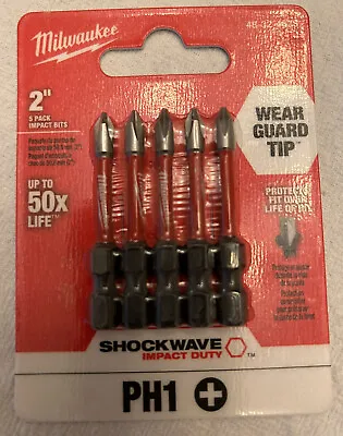 Milwaukee Tool 48-32-4638 Shockwave™ 2  #1 Phillips Impact Power Bits (5 Pk) • $8.99