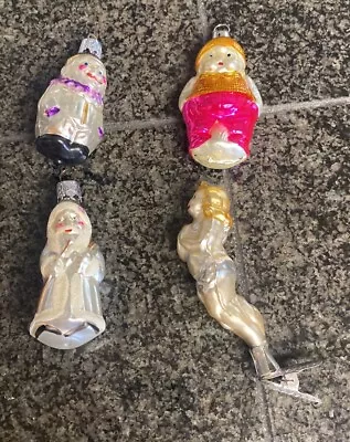 Lot Of 4 Vintage Germany Blown Glass Christmas Ornaments Santa Clown Angel • $24.99