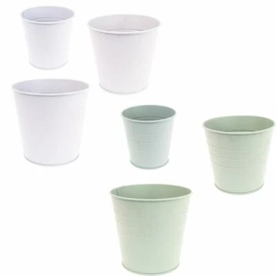 £3.49 • Buy Flower Plant Pot Herb Planter Garden Metal Set Of 3 Round