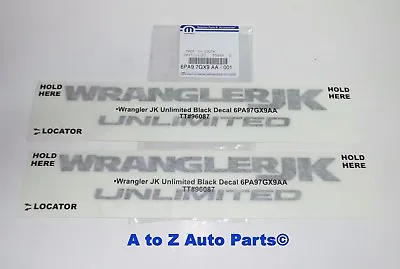 NEW 2018 Jeep Wrangler JK UNLIMITED Black Fender Decals Set Of 2 OEM Mopar • $29.95