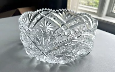 Vintage Polish Irena Hand Cut Lead Crystal  8  Bowl Pinwheel Pattern • $40