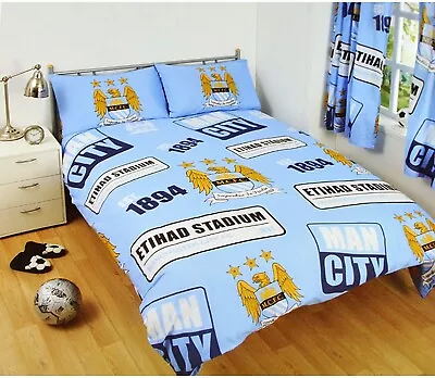 Manchester City Double Duvet Cover Reversible Bedding Set • £29.99