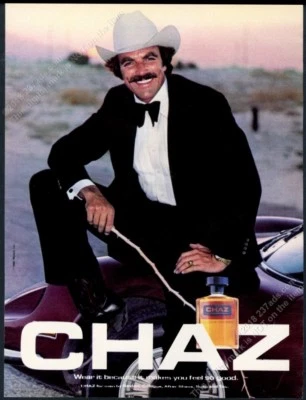 $37 • Buy 1980 Tom Selleck Photo With Ferrari Car Chaz Cologne Vintage Print Ad