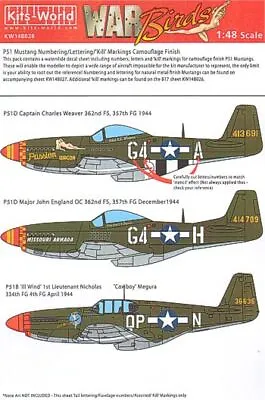 Kits-World KW148028 1:48 North-American P-51B/D Mustang General Numbering & Lett • £6.75