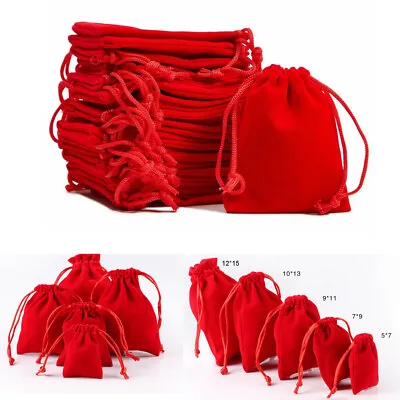 10-300X Velvet Drawstring Velour Pouch Jewelry Baggie Ring Gift Bag Pouch Set • $8.39