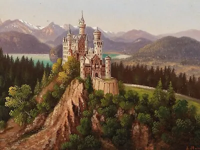 German Castle Architecture 18 X 24 In Rolled Canvas Print Vintage Painting • $79